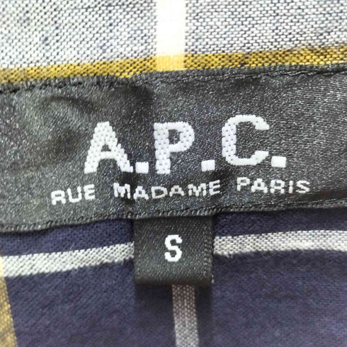 アーペーセー A.P.C. コットン リネン チェック L/S ボタンダウン シャツ メンズ import:S