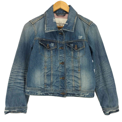 アバクロンビーアンドフィッチ Abercrombie & Fitch クロップドデニムトラッカージャケット Y2K レディース M