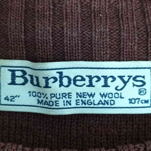 バーバリーズ BURBERRYS イングランド製 パネルレザー コマンドセーター ウールニット メンズ UK:42