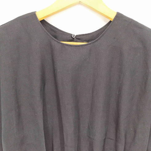 ザラ ZARA 25ss ZW WOMAN COLLECTION プリーツ入りミディワンピース ブラック Mサイズ レディース import:S