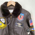ユーエスネイビー U.S.NAVY 86年製 ワッペン G-1 FLIGHT JACKET レザー フライト ジャケット メンズ US:38