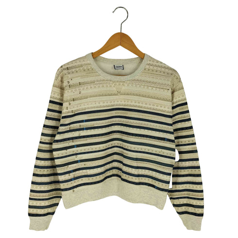ジャンポールゴルチエ Jean Paul GAULTIER 00s 前Vガゼット メジャープリント クルーネックスウェット トレーナー レディース JPN:38