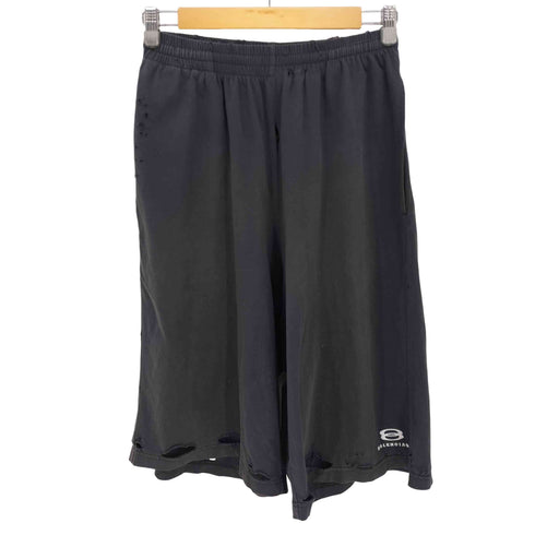 バレンシアガ BALENCIAGA 24aw LARGE SHORTS ダブルリングロゴ ダメージ加工 スウェットショーツ メンズ XXS