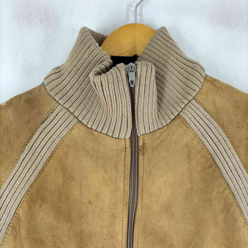 50S ニット切り替え ハイネック レザージャケット メンズ