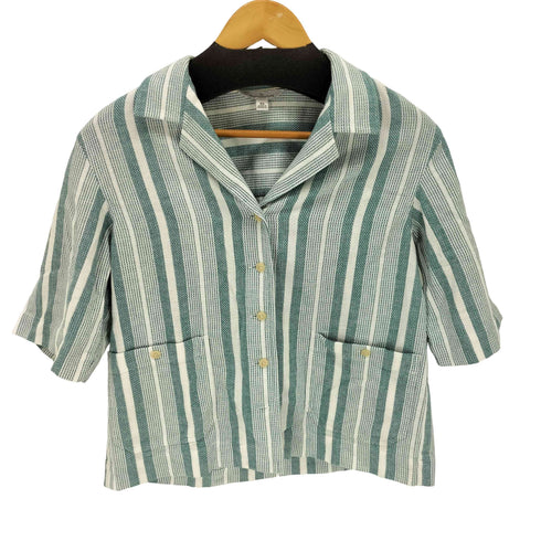 エルエルビーンシグネチャー L.L.Bean SIGNATURE ストライプ柄 半袖 シャツ レディース import:XS