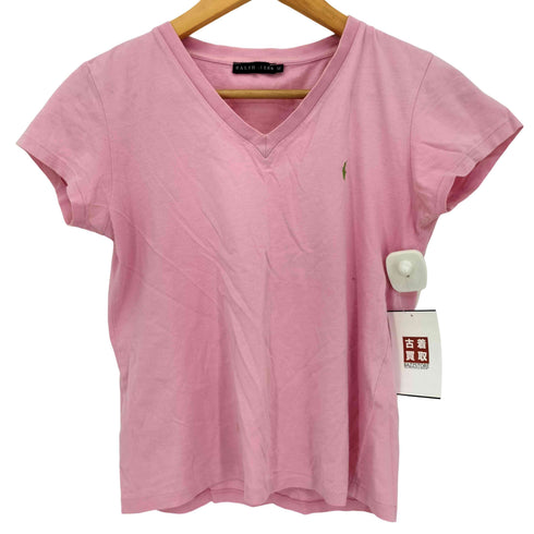 ラルフローレン RALPH LAUREN ポニー刺繍 Vネック 半袖 Tシャツ レディース import:M