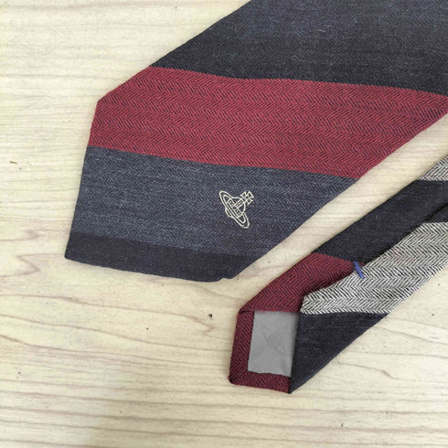ヴィヴィアンウエストウッドマン Vivienne Westwood MAN シルク コットン オーブ ストライプ柄 ネクタイ メンズ