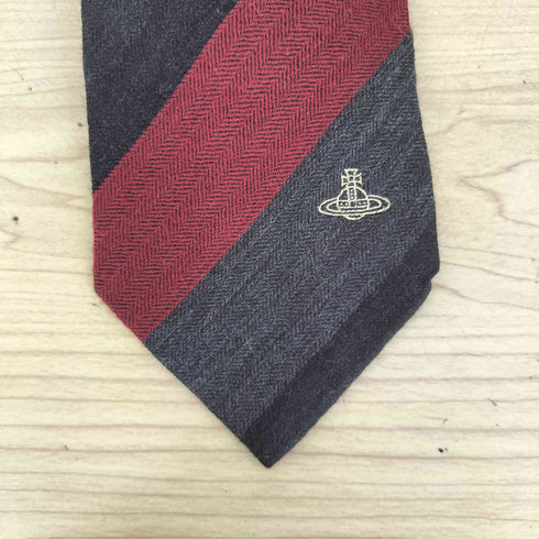ヴィヴィアンウエストウッドマン Vivienne Westwood MAN シルク コットン オーブ ストライプ柄 ネクタイ メンズ