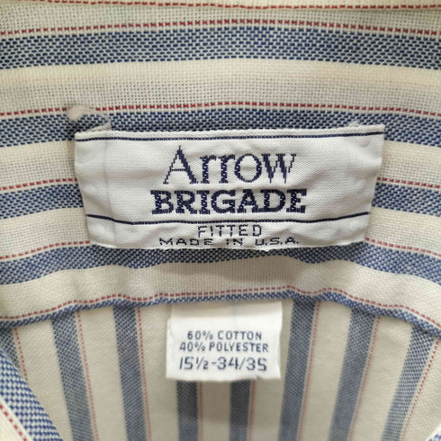 アロー ARROW BRIGADE 80-90S USA製 L/S ストライプ ボタンダウンドレス シャツ メンズ 34/35