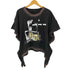 KUSO フロントイラスト デザイン ブリーチ加工 クルーネックTシャツ レディース import:S