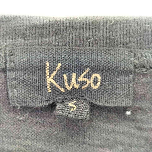 KUSO フロントイラスト デザイン ブリーチ加工 クルーネックTシャツ レディース import:S
