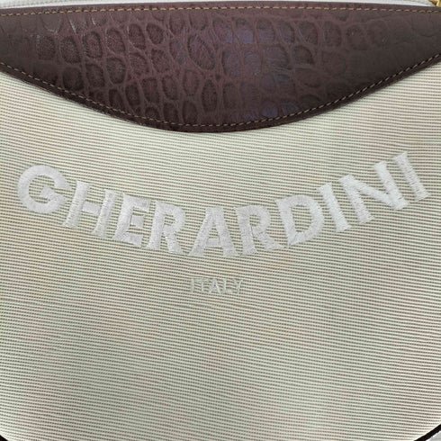 ゲラルディーニ GHERARDINI ロゴ刺繍 レザー切り替え キャンバスショルダーバッグ レディース