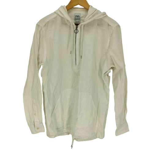 ザラ ZARA リラックス フィット リネンコットン ハーフジップ パーカー メンズ import:M