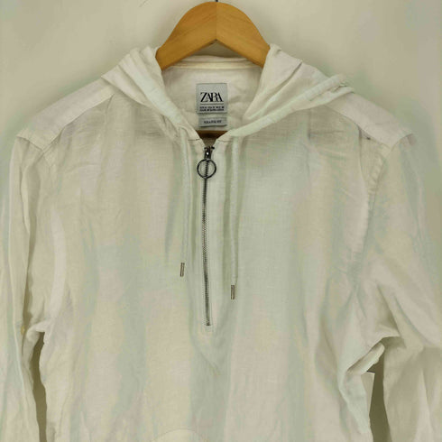 ザラ ZARA リラックス フィット リネンコットン ハーフジップ パーカー メンズ import:M