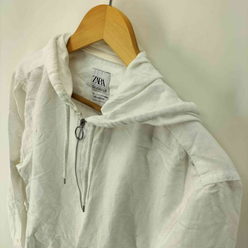 ザラ ZARA リラックス フィット リネンコットン ハーフジップ パーカー メンズ import:M