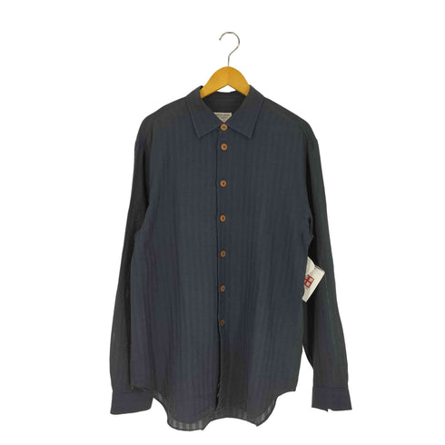 ジョルジオアルマーニ Giorgio Armani 80~90s イタリア製 白タグ LE COLLEZIONI コットン シアー ストライプ L/Sシャツ メンズ import:L