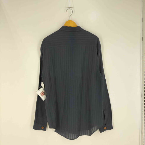 ジョルジオアルマーニ Giorgio Armani 80~90s イタリア製 白タグ LE COLLEZIONI コットン シアー ストライプ L/Sシャツ メンズ import:L