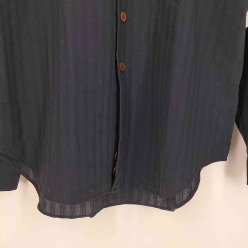ジョルジオアルマーニ Giorgio Armani 80~90s イタリア製 白タグ LE COLLEZIONI コットン シアー ストライプ L/Sシャツ メンズ import:L