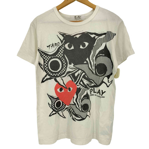 プレイコムデギャルソン PLAY COMME des GARCONS ×TARO OKAMOTO 総柄 クルーネック 半袖 Tシャツ メンズ JPN:L