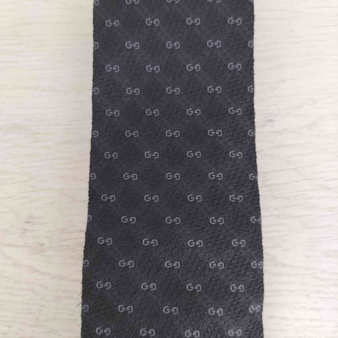 グッチ GUCCI シルク100 ロゴ刺繍 ネクタイ メンズ