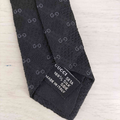 グッチ GUCCI シルク100 ロゴ刺繍 ネクタイ メンズ