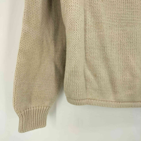 アルマーニコレツィオーニ ARMANI COLLEZIONI 80s~90s 白タグ イタリア製 袖ロゴプリント バイカラー ウールニット メンズ EUR:48