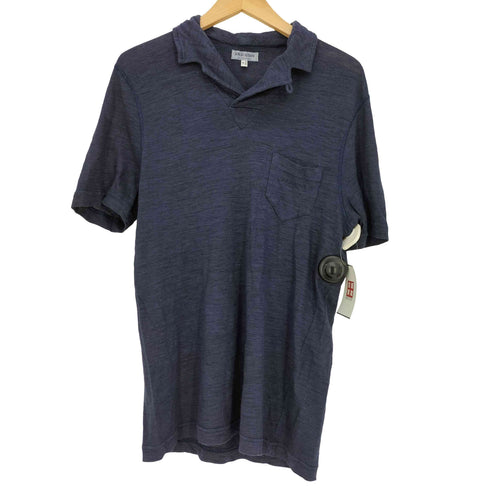 アルマーニコレツィオーニ ARMANI COLLEZIONI 80s~90s 白タグ イタリア製 ロゴ刺繍 リネン100 S/S ポロシャツ メンズ import:M
