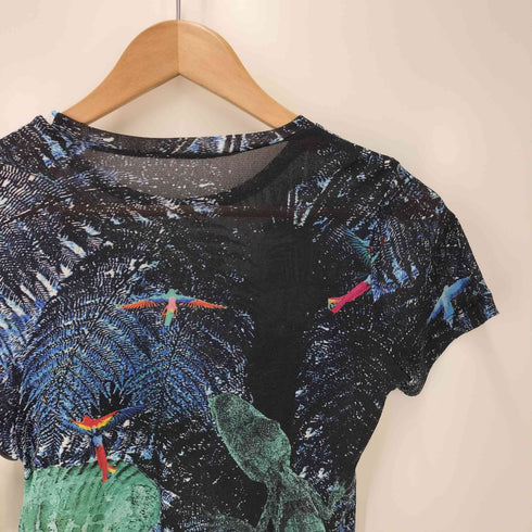 イッセイミヤケミー ISSEY MIYAKE me 08AW ナイロン 転写 カメレオンプリント ショートスリーブ シアートップス レディース
