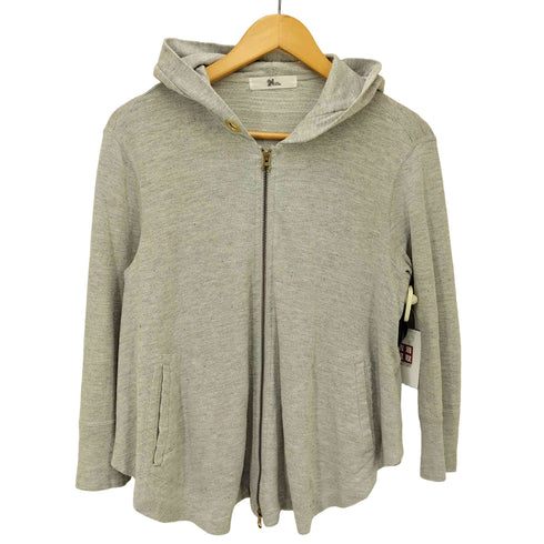 イッセイミヤケ ISSEY MIYAKE 24 コットン混 ネップ ポンチョデザイン ダブルジップ ジップアップパーカー レディース