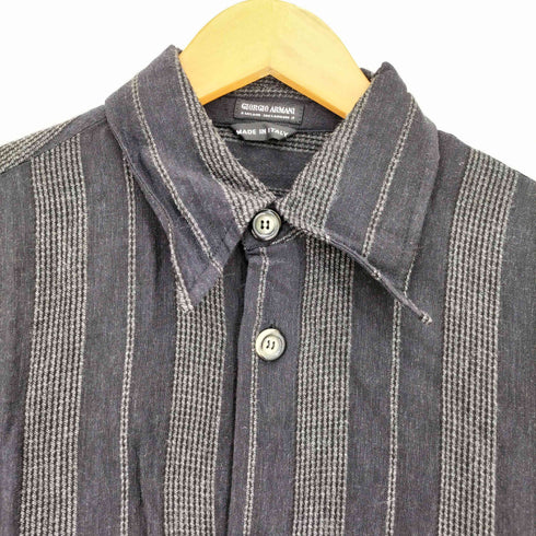 ジョルジオアルマーニ Giorgio Armani 90s 黒タグ イタリア製 ストライプ L/S カスリシャツ メンズ EUR:46