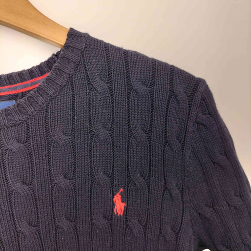 ポロラルフローレン POLO RALPH LAUREN ポニー刺繍 ケーブル編み コットンニット レディース import:M
