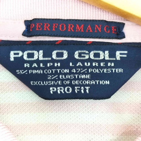 ポロゴルフラルフローレン POLO GOLF RALPH LAUREN PRO FIT ビックポニー刺繍 ボーダー S/S ポロシャツ メンズ import:M