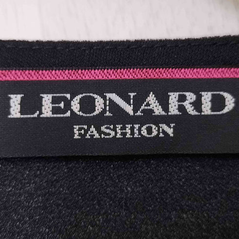 レオナール LEONARD フラワー フェザー プリント 七部丈 ワンピース カンカン素材 レディース FR:40
