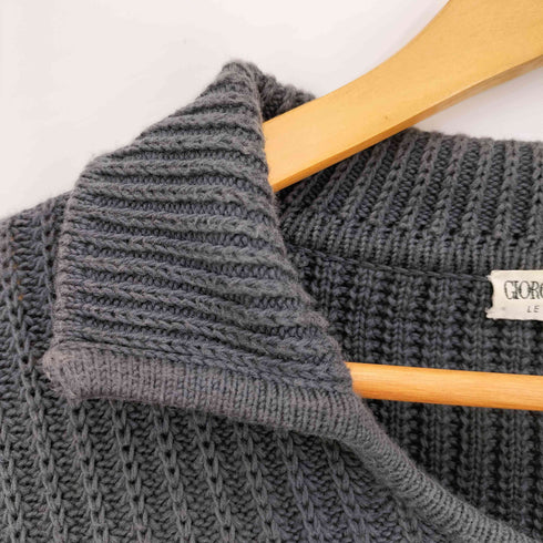 アルマーニコレツィオーニ ARMANI COLLEZIONI 80s~90s 白タグ イタリア製 リブ編み 襟付き ニット メンズ EUR:48