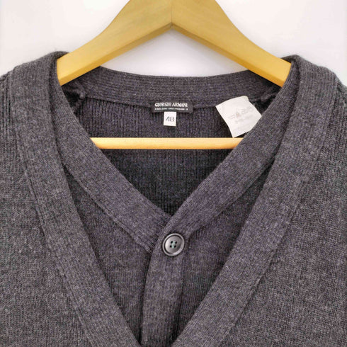 ジョルジオアルマーニ Giorgio Armani 90s 黒タグ イタリア製 フェイクレイヤード Vネック ウールカーディガン メンズ EUR:48