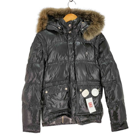 バーバリーブラックレーベル BURBERRY BLACK LABEL フォックスファー 2WAY 裏地ノバチェック グースダウンジャケット メンズ JPN:M
