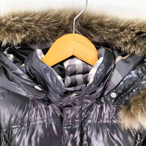 バーバリーブラックレーベル BURBERRY BLACK LABEL フォックスファー 2WAY 裏地ノバチェック グースダウンジャケット メンズ JPN:M