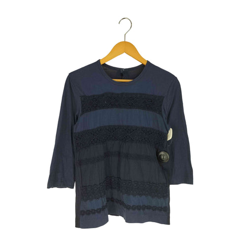 トリココムデギャルソン tricot COMME des GARCONS 14SS AD2013 花柄 レース 7分丈 バックボタン カットソー レディース JPN:M