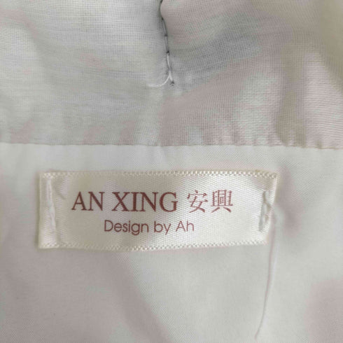 AN XING ボータイ付き レース襟 パフスリーブ シアーブラウス レディース