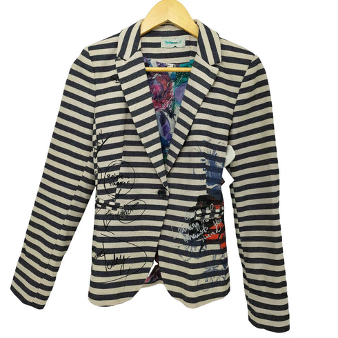 デシグアル Desigual 花柄 ボーダー シングル テーラードジャケット レディース JPN:38