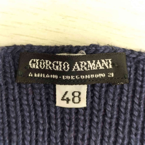 ジョルジオアルマーニ Giorgio Armani 90s 黒タグ イタリア製 リブ編み Vネック ニットベスト メンズ EUR:48
