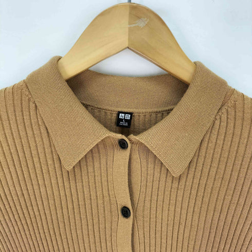 ユニクロ UNIQLO エクストラファインメリノリブポロカーディガン レディース JPN:L