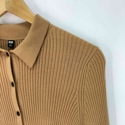 ユニクロ UNIQLO エクストラファインメリノリブポロカーディガン レディース JPN:L