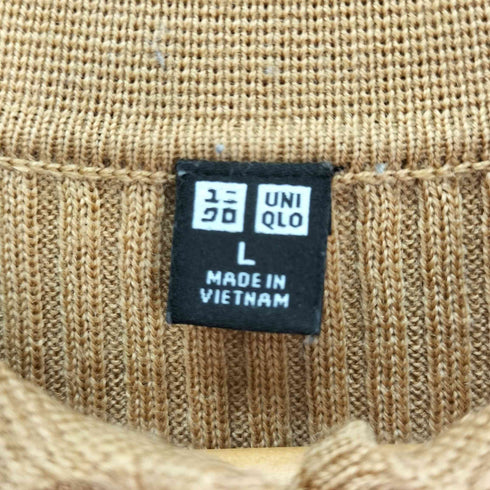 ユニクロ UNIQLO エクストラファインメリノリブポロカーディガン レディース JPN:L