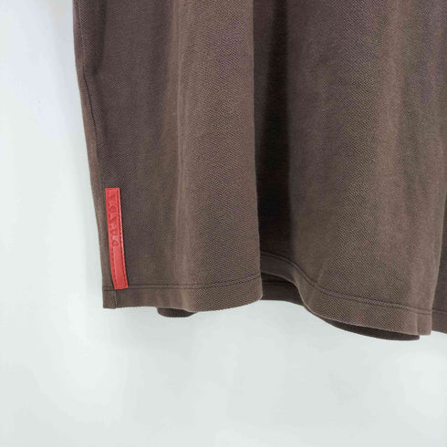 プラダ PRADA SPORT 裾ロゴ赤タグ 一部切替 鹿の子ポロシャツ メンズ import:XL