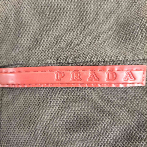 プラダ PRADA SPORT 裾ロゴ赤タグ 一部切替 鹿の子ポロシャツ メンズ import:XL