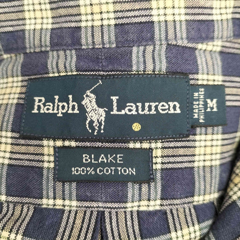 ラルフローレン RALPH LAUREN 90S BLAKE スモールポニー刺繍 チェック柄 L/S BDシャツ メンズ import:M