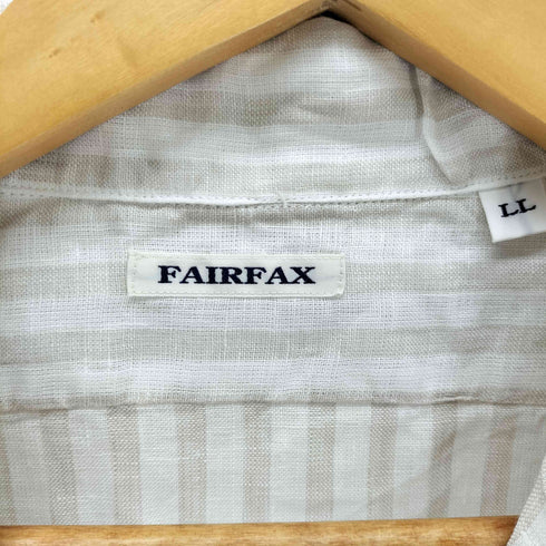 フェアファクス FAIRFAX リネン100% ストライプS/S開襟シャツ メンズ LL