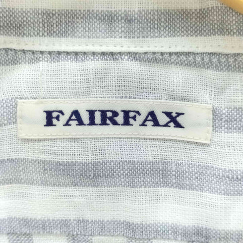 フェアファクス FAIRFAX リネン100% ストライプS/S開襟シャツ メンズ LL