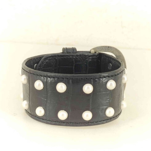 ジョンローレンスサリバン JOHN LAWRENCE SULLIVAN DOUBLE PEARL LEATHER BRACELET メンズ